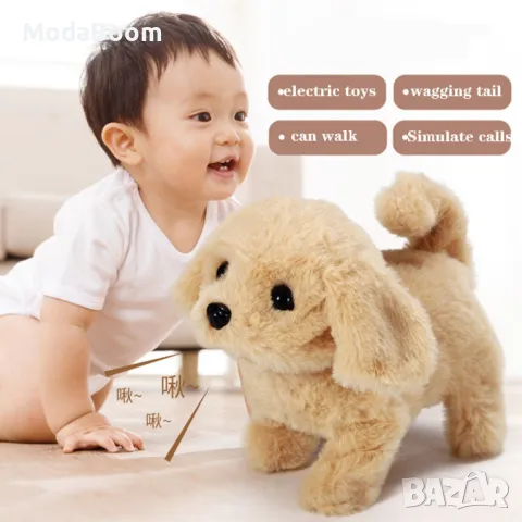 Елтекрическо плюшено лаещо кученце с батерии. Характеристики:  Въртене на опашка, снимка 6 - Плюшени играчки - 48905381