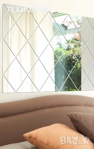 Комплект от 32 самозалепващи се акрилни огледала , 50x100 см, снимка 12 - Декорация за дома - 53581848