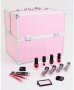 Голям професионален куфар с гримове с немско качество в розов цвят , снимка 1