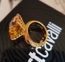 Just Cavalli-оригинален нов,18к.позлатен пръстен със естествен цитрин, снимка 4