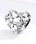 Сребърен талисман за гривна Пандора сърце с кристали Модел 061, снимка 1 - Гривни - 43275765