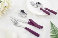 Комплект прибори от неръждаема стомана с лилави дръжки – 20 части, снимка 8