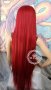 Дълга 100 см Наситено Червена на Цвят Професионална Лейс Фронт Перука КОД 1130, снимка 9