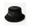 Плюшена шапка идиотка в черен цвят