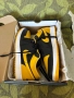 Нови мъжки обувки AIR JORDAN 1 LOW BLACK/YELLOW OCHRE-WHITE, снимка 14