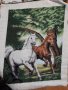 ушит гоблен Бягащи коне 1:4 ръчно шит, снимка 2