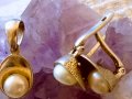 Сребърни висулка и обеци с естествени перли, снимка 1 - Обеци - 38802749