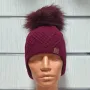 Нова детска зимна шапка тип ушанка с помпон в цвят бордо, снимка 2