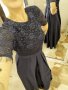 Swing официална рокля, тъмносиня, дантела, L/XL размер , снимка 1 - Рокли - 38350234