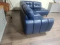 Син кожен ъглов диван, снимка 9