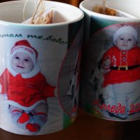 Фото чаша със снимка и текст+подарък ръчно изработена картичка, снимка 3 - Коледни подаръци - 27283360