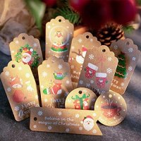Нов комплект  100 броя Коледни Етикети Surcotto, Разноцветни, Крафт Хартия за подаръци, снимка 6 - Други - 43503137