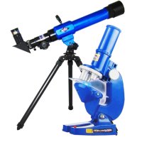 Микроскоп с подсветка и Телескоп с триножник и компас и аксесоари комплект, снимка 1 - Образователни игри - 43210991