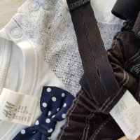 Панталон с тиранти и блуза с папионка H&M 6-9 месеца, снимка 4 - Комплекти за бебе - 28230175