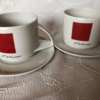 Порцеланов сервиз за чай – 4  части, Червен квадрат форма Баланс, Императорски порцелан, руски, снимка 1 - Други - 43339379