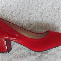 Обувки, червени, на ток, код 48/ББ1/35, снимка 2 - Дамски обувки на ток - 38768028