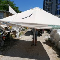 Професионален Алуминиев голям чадър 350/350 см.и 300/300-камбана със стойка, снимка 2 - Градински мебели, декорация  - 40586147