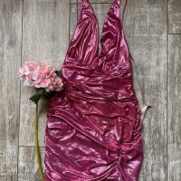Wow нова клубна парти коктейлна официална рокля с етикета House металически лилаво розов отблясък , снимка 2 - Рокли - 38655326