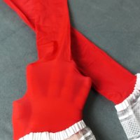Поръчани -One Size нови червени чорапи с ликра и бяла ластична лента, снимка 6 - Бельо - 44051917