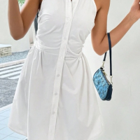 Бяла рокля спортна с якичка , снимка 3 - Рокли - 44881638