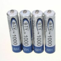 4 бр AAA 1000 mAh 1.2V Ni-MH акумулаторни батерии акумулаторна батерия презареждащи за MP3 фотоапара, снимка 4 - Друга електроника - 26444452