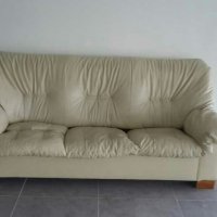 Кожен диван 3 места с подматрачна рамка, снимка 1 - Дивани и мека мебел - 28988648