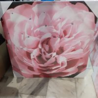 Канава с дървена рамка "цвете" с ефектни камъни 2 цвята - 55х55см, снимка 4 - Картини - 32221169