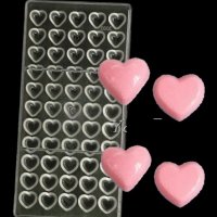 55 малки сърца сърце пластмасова форма Поликарбонатна отливка калъп Шоколадови бонбони пралини, снимка 1 - Форми - 37076137