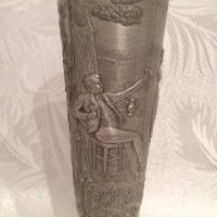 Немска старинна калаена чаша на столче "Lindenwirthin" лична колекция, снимка 6 - Антикварни и старинни предмети - 43036625