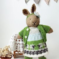 Зайче с рокля, детска играчка ръчна изработка, плетени играчки, подарък за дете, плетено зайче , снимка 7 - Други - 43143936