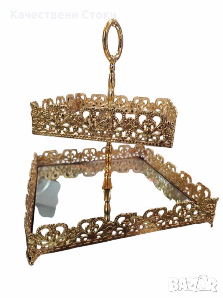 ⭐ Луксозна двуетажна декорация в златисто с огледални основи, снимка 1