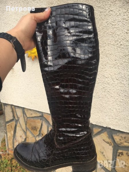 Дамски елегантни лачени ботуши, снимка 1