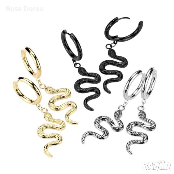 Стоманени обеци змия, снимка 1