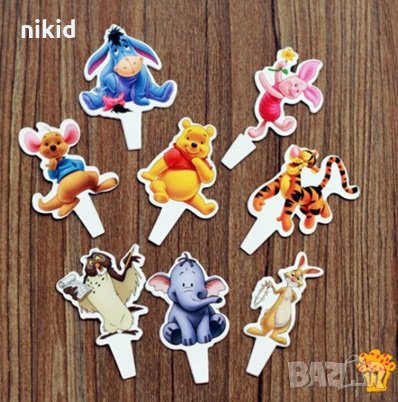 24 бр Мечо пух къси картонени топери украса декор за мъфини кексчета парти декор , снимка 1