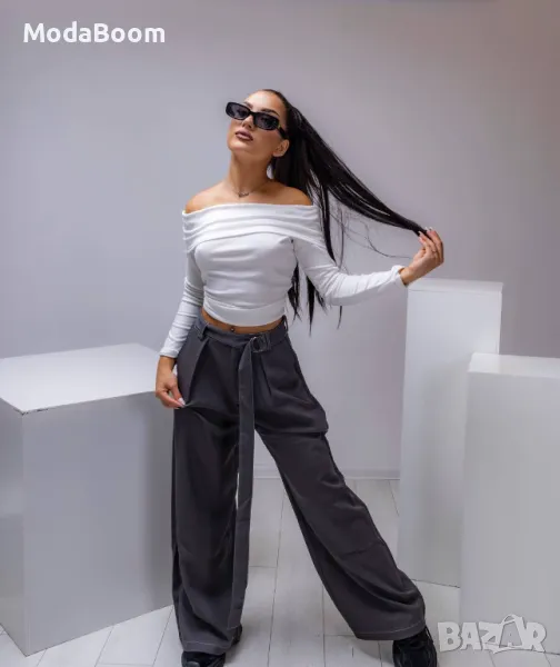 Стилен сив дамски панталон , снимка 1