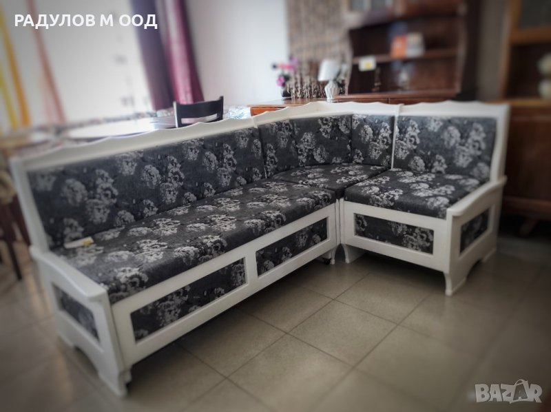 НАЛИЧЕН Ъгъл за трапезария КЛАСИК масив с функция сън в бяло, снимка 1