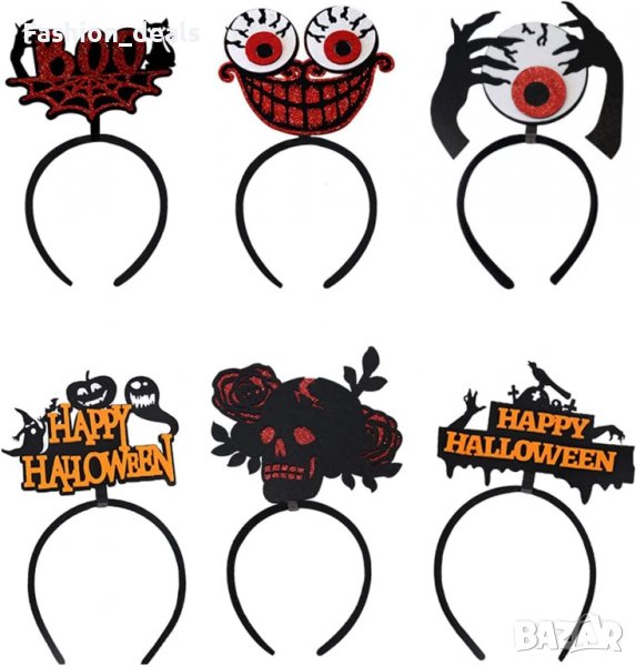 Нови 6 броя Хелоуин ленти за глава Аксесоар за костюм Диадема Карнавал Парти, снимка 1