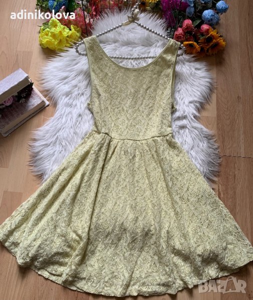 Жълта дантелена рокля Амису, снимка 1