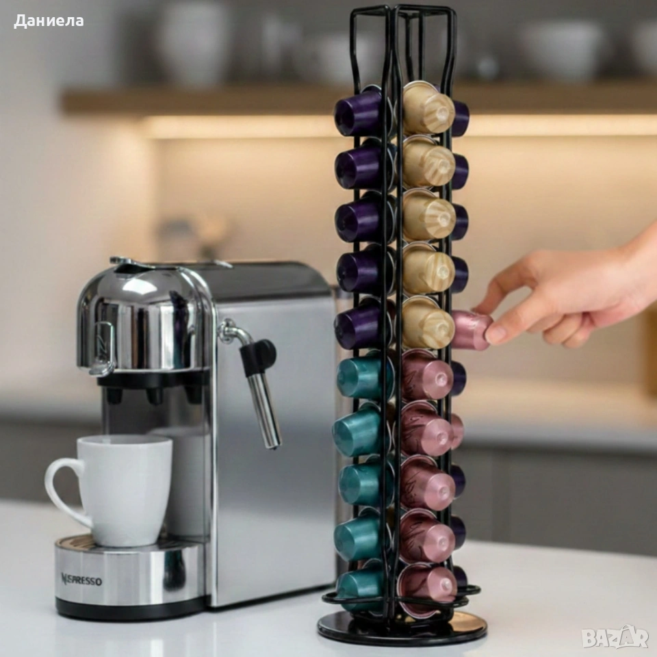 Метална въртяща се стойка Cheffinger за 40 капсули Nespresso , снимка 1