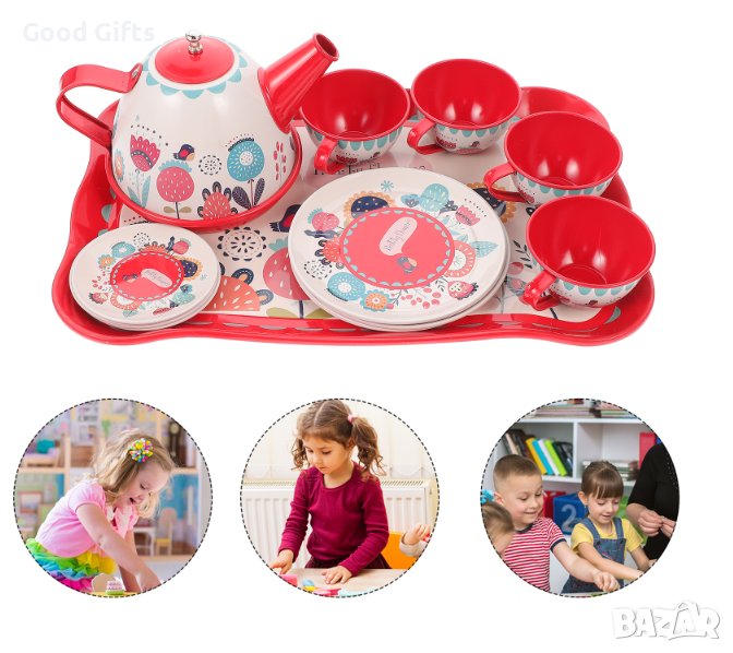 Голям комплект Детски метален сервиз за чай, снимка 1