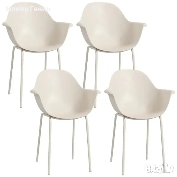 Комплект от 4 градински стола Outsunny Градински столове Модерен дизайн 59 см x 55 см x 84 см Сив, снимка 1