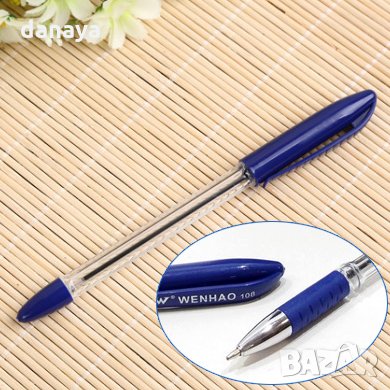 1086 Син химикал с капачка и прозрачно тяло химикалка, снимка 1