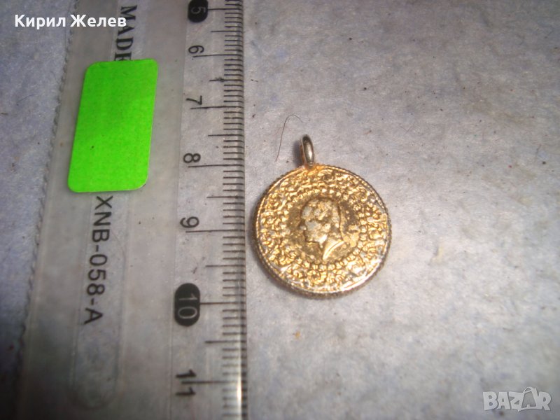 СТАР ПОЗЛАТЕН НАКИТ ТИП ПЕНДАР МОНЕТКА за УКРАСА от НЕРЪЖДАЕМА СТОМАНА 27638, снимка 1