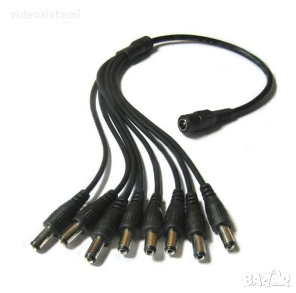 Разклонение 1 към 8. За захранващ кабел за свързване на до 8 броя охранителни камери., снимка 1