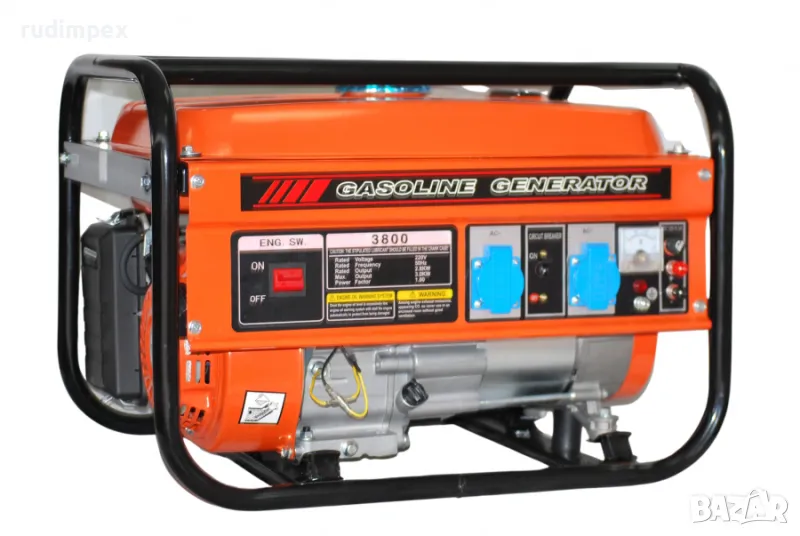 Генератор за ток 3.5 kW, 7.5 HP, бензинов, монофазен, AVR, ръчен стартер, 100% медни намотки, в нали, снимка 1