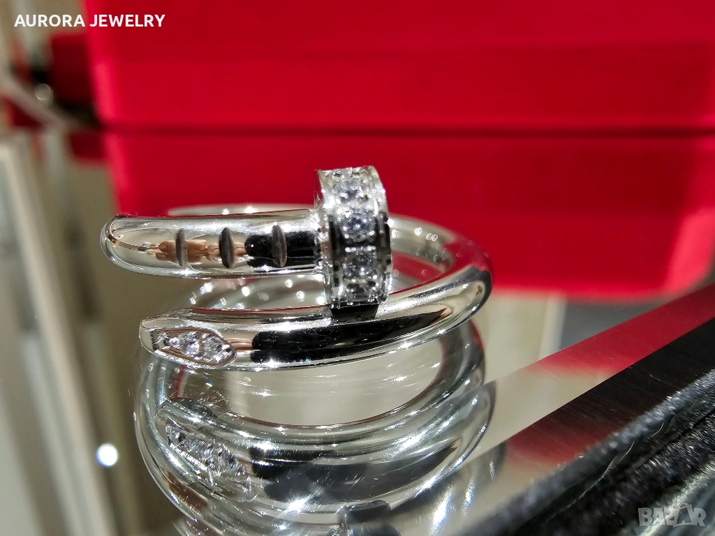 CARTIER Nail Juste un Clou Classic Silver Diamonds Пръстен Пирон, снимка 1