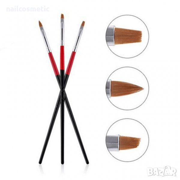 3 БРОЯ КОМБИНИРАНИ ЧЕТКИ ЗА МАНИКЮР - ЧЕРНО/ЧЕРВЕНО, снимка 1