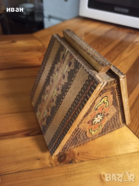 Дървена кутия табакера, снимка 1