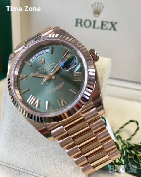 Rolex Day-Date 40mm President Everose Gold Olive Green Dial Automatic Различни Варианти, снимка 1