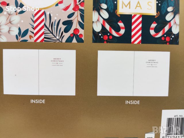 5 броя луксозни коледни картички с 5плика , снимка 2 - Декорация за дома - 38748049